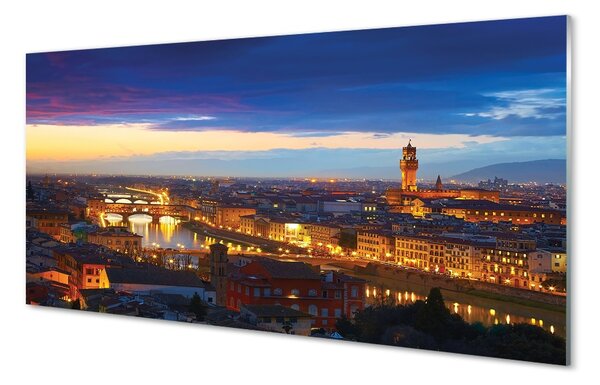 Sklenený obraz Taliansko Night panorama mostov 100x50 cm 2 Prívesky