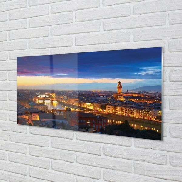 Sklenený obraz Taliansko Night panorama mostov 100x50 cm 2 Prívesky