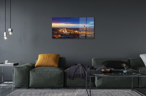 Sklenený obraz Taliansko Night panorama mostov 100x50 cm 2 Prívesky