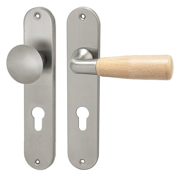 Dverové kovanie HOLAR WSS 01, štítové (bielá), kľučka-kľučka, Otvor pre obyčajný kľúč BB, HOLAR matný satin, 90 mm
