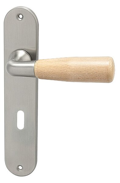 Dverové kovanie HOLAR WSS 01, štítové (bielá), kľučka-kľučka, Otvor pre obyčajný kľúč BB, HOLAR matný satin, 90 mm