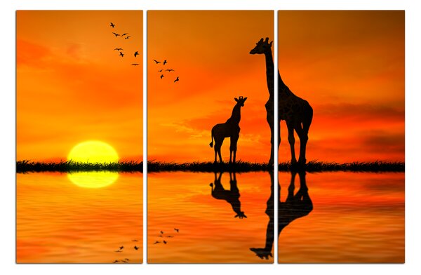 Obraz na plátne - Žirafy silueta 1919B (90x60 cm )