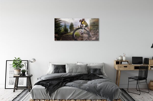 Obraz na skle Cloud na horskom bicykli 100x50 cm 2 Prívesky