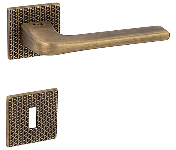 Dverové kovanie MP DARA - HR 4007 5SQ T2 (OGS - Bronz česaný matný), kľučka-kľučka, Bez spodnej rozety, MP OGS (bronz česaný mat)