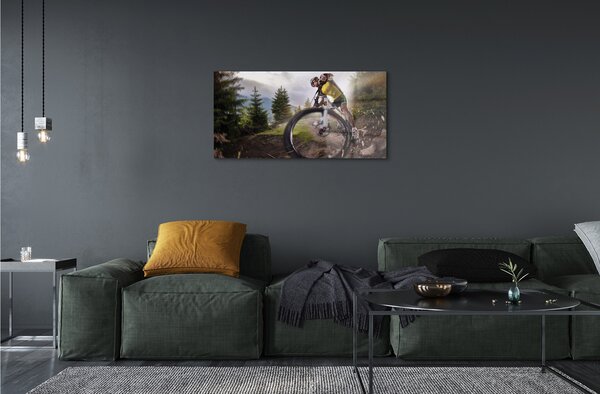 Obraz na skle Cloud na horskom bicykli 100x50 cm 2 Prívesky