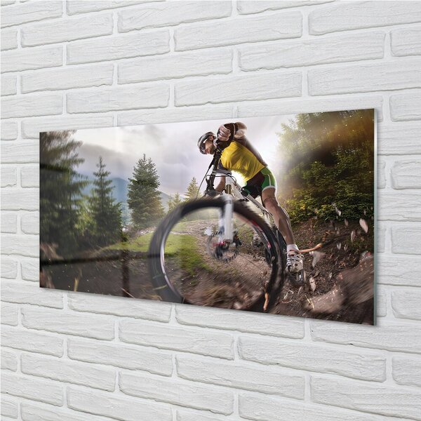 Obraz na skle Cloud na horskom bicykli 100x50 cm 2 Prívesky