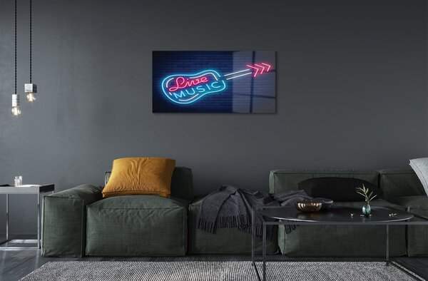 Obraz na skle Gitara neónový nápis 100x50 cm 2 Prívesky