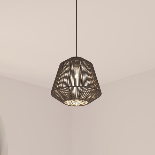 Atmosphera - Luster na lanku JILY 1xE27/40W/230V juta čierna