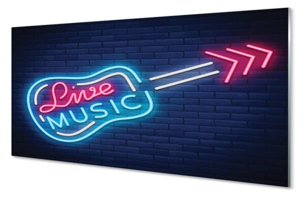 Obraz na skle Gitara neónový nápis 100x50 cm 2 Prívesky