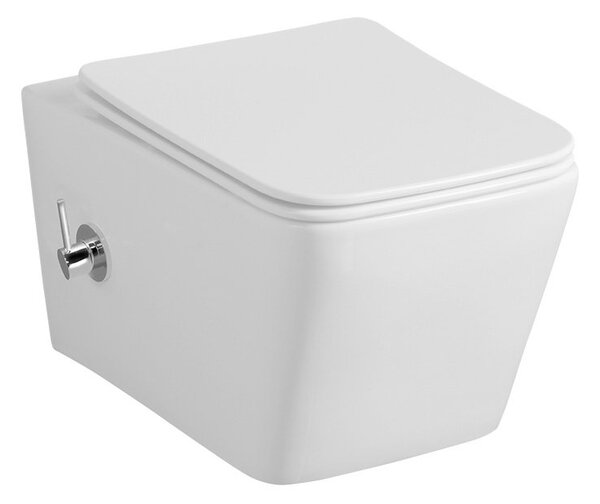 Sapho Sapho, PORTO CLEANWASH závesná WC misa Rimless, integrovaná batéria a bidetová spŕška 36x52cm, biela, PZ102RX
