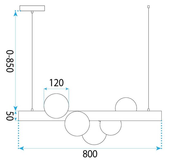 Toolight Toolight, závesné stropné svietidlo 80cm, 5xG9, APP1906-5CP, hnedá, OSW-66579