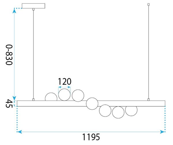 Toolight Toolight, závesné stropné svietidlo 120cm, 7xG9, APP1907-7CP, hnedá, OSW-66580