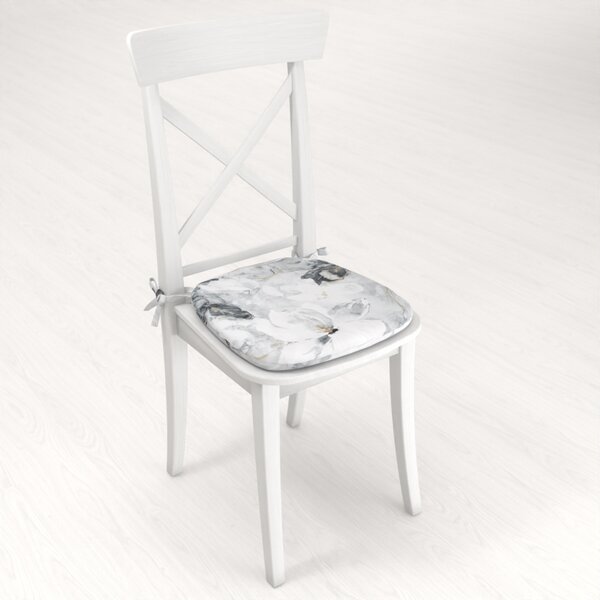 Biante Zamatový oblý podsedák Tamara TMR-006 Designové kvety na sivom - 39x37x3 cm
