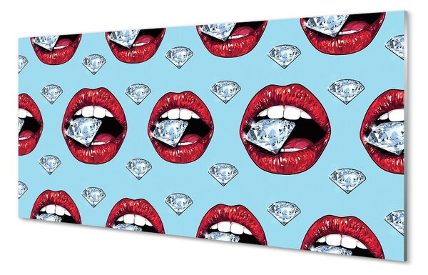 Obraz na skle ústa diamanty 100x50 cm 4 Prívesky