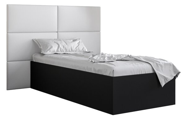 Jednolôžková posteľ s čalúneným čelom 90 cm Brittany 2 (čierna matná + biela) (s roštom). Vlastná spoľahlivá doprava až k Vám domov. 1045922