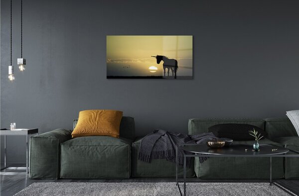 Sklenený obraz Pole sunset jednorožec 100x50 cm 2 Prívesky