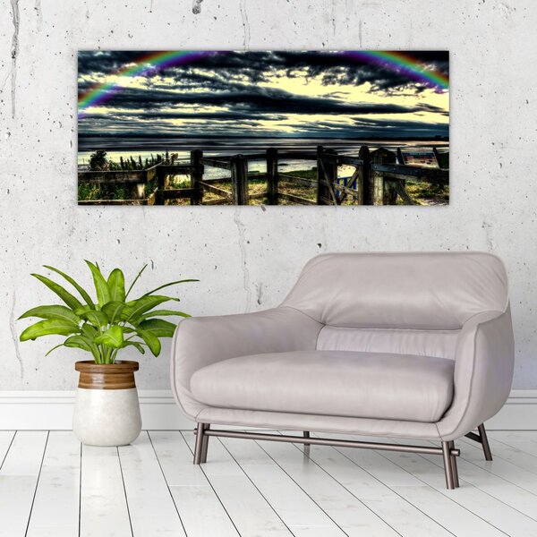 Obraz dúhy nad morom (120x50 cm)