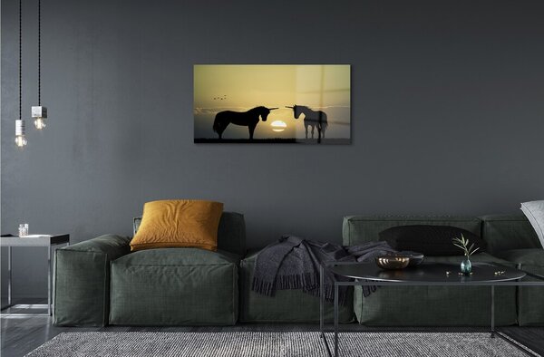 Sklenený obraz Poľné sunset jednorožce 100x50 cm 2 Prívesky