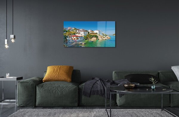 Sklenený obraz Grécko stavieb pobrežie morská 100x50 cm 2 Prívesky