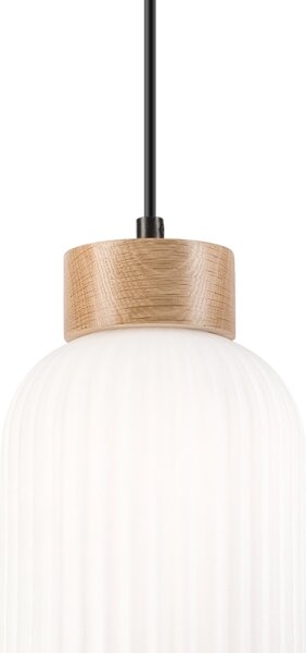 Luster na lanku HARMONY 1xE27/15W/230V pr. 14 cm biela/dub