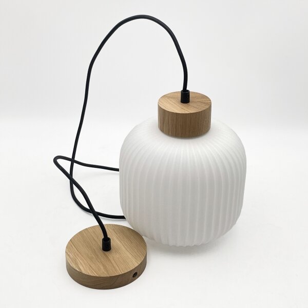 Luster na lanku HARMONY 1xE27/15W/230V pr. 20 cm biela/dub