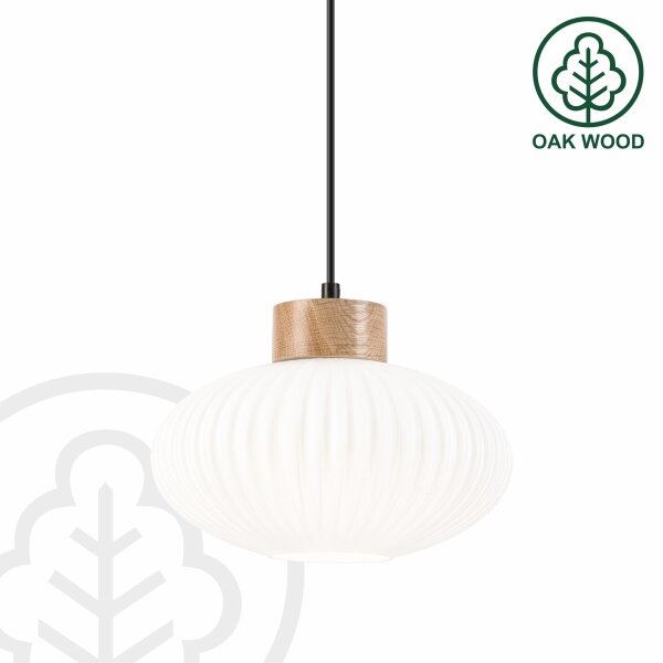 Luster na lanku HARMONY 1xE27/15W/230V pr. 25 cm biela/dub