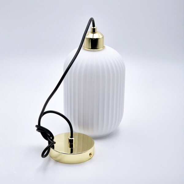 Luster na lanku HARMA 1xE27/15W/230V pr. 14 cm biela/zlatá