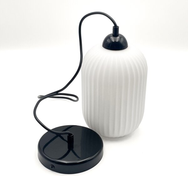 Luster na lanku HARMA 1xE27/15W/230V pr. 14 cm biela/čierna
