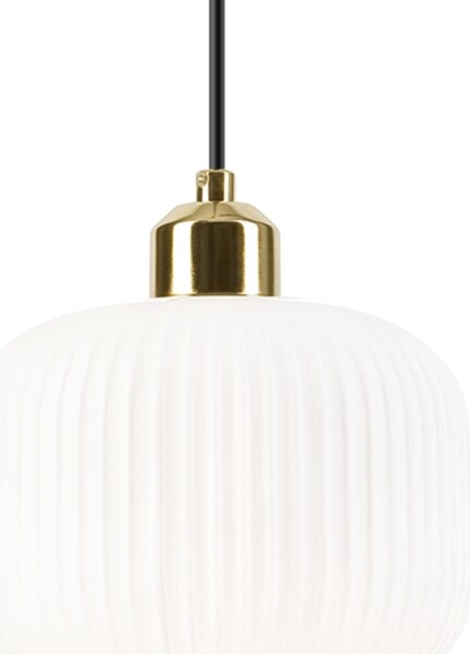 Luster na lanku HARMA 1xE27/15W/230V pr. 20 cm biela/zlatá