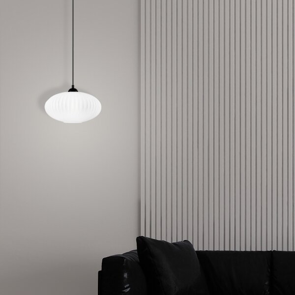 Luster na lanku HARMA 1xE27/15W/230V pr. 30 cm biela/čierna