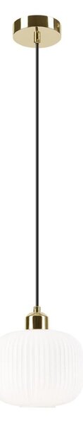 Luster na lanku HARMA 1xE27/15W/230V pr. 20 cm biela/zlatá
