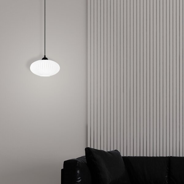Luster na lanku HARMA 1xE27/15W/230V pr. 25 cm biela/čierna