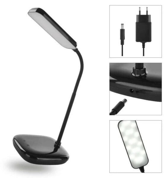 LED Stmievateľná flexibilná stolná lampa LED/12W/230V 3000K/4000K/6500K čierna