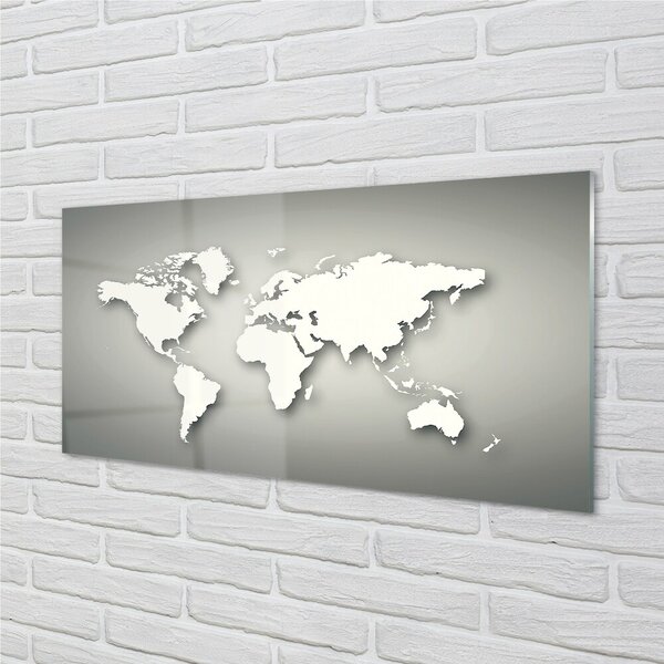 Sklenený obraz Šedé pozadie White mapa 100x50 cm 2 Prívesky