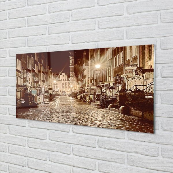 Sklenený obraz Gdańsk Staré Mesto Nočné 100x50 cm 2 Prívesky