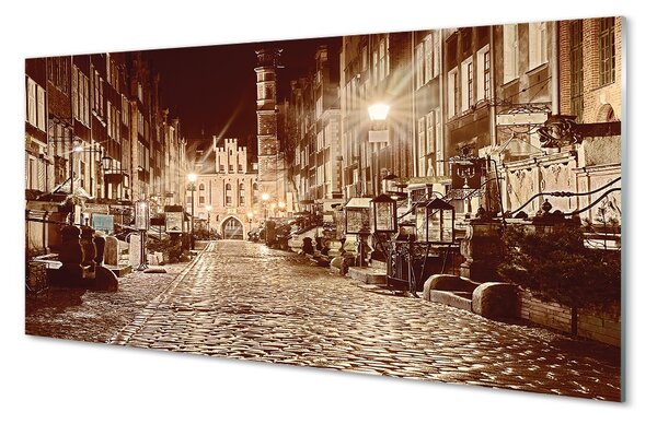 Sklenený obraz Gdańsk Staré Mesto Nočné 100x50 cm 2 Prívesky