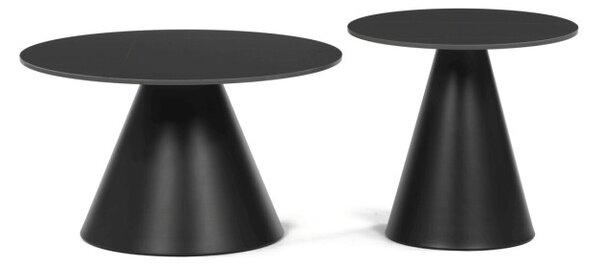 Set dvoch konferenčných stolíkov CT-F4118 BK keramický, mramor
