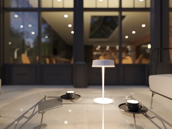Stmievateľná solárna nabíjateľná LED stolná lampa VIVIEN LED/3W/5V 2700K IP54 biela
