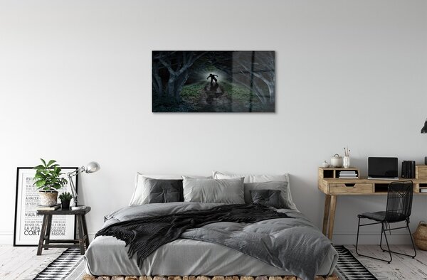 Obraz na skle strom formu temného lesa 100x50 cm 2 Prívesky