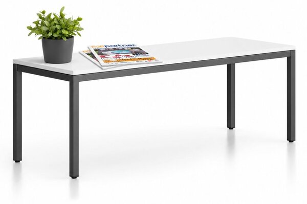 Lavica FRAME, čierna podnož, 1685 x 404 x 468 mm, biela