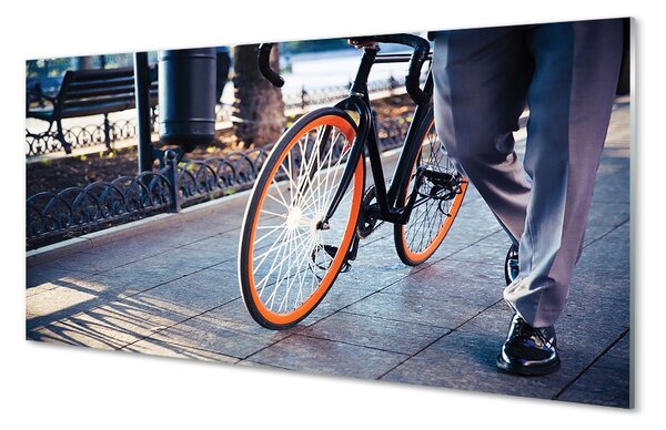 Obraz na skle Mesto na bicykli noha 100x50 cm 2 Prívesky