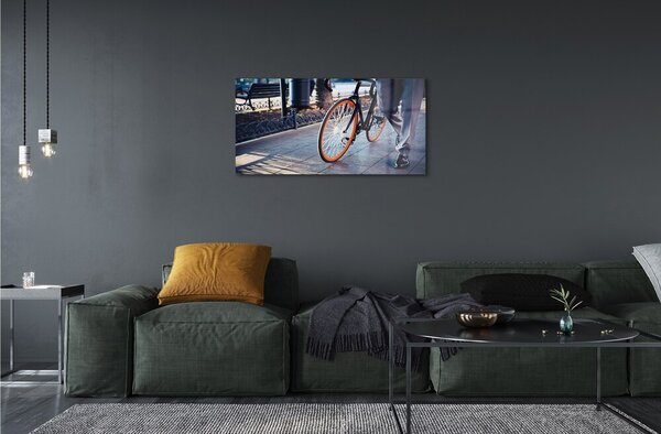 Obraz na skle Mesto na bicykli noha 100x50 cm 2 Prívesky