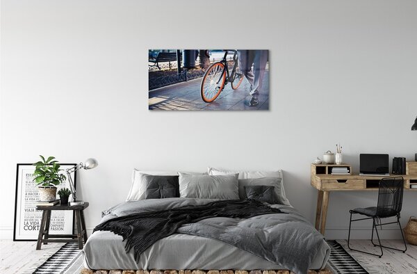 Obraz na skle Mesto na bicykli noha 100x50 cm 2 Prívesky