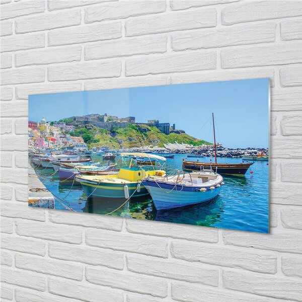 Obraz na skle Hory morské lode 100x50 cm 2 Prívesky