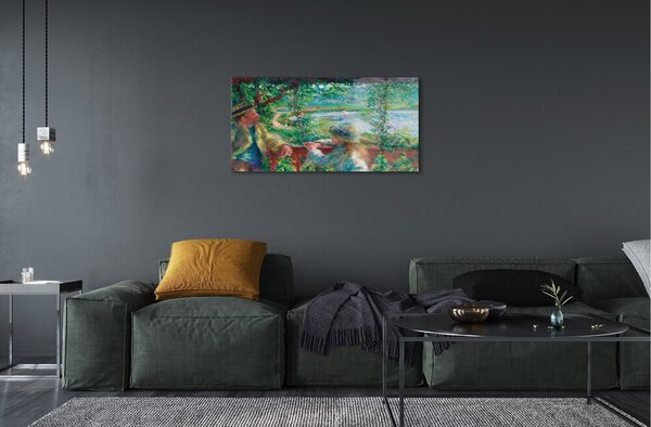 Obraz na skle Art stretnutie pri jazere 100x50 cm 2 Prívesky