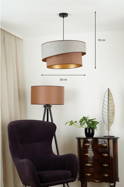Brilagi - Luster na lanku VEGAS SHINE 1xE27/15W/230V pr. 50 cm šedá/hnedá