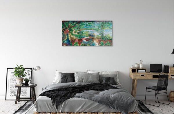 Obraz na skle Art stretnutie pri jazere 100x50 cm 2 Prívesky