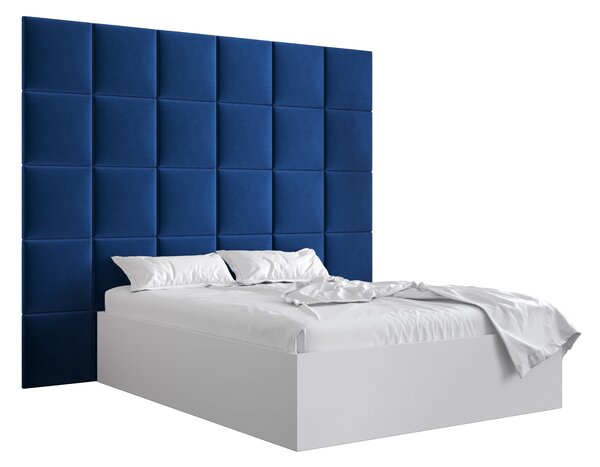Manželská posteľ s čalúneným čelom 160 cm Brittany 3 (biela matná + modrá) (s roštom). Vlastná spoľahlivá doprava až k Vám domov. 1045996