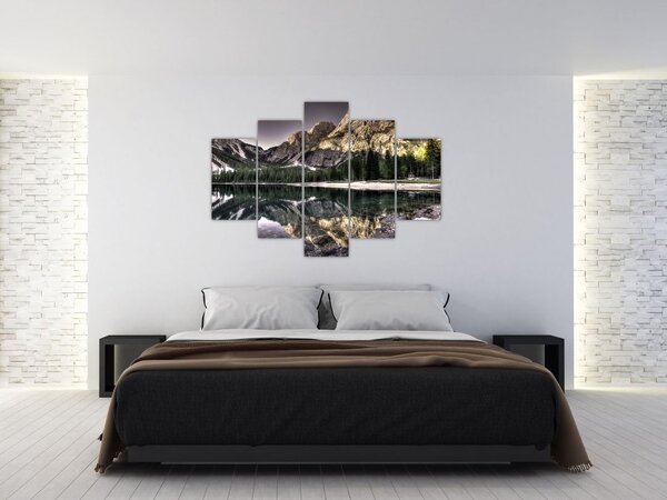 Obraz jazera v horách (150x105 cm)