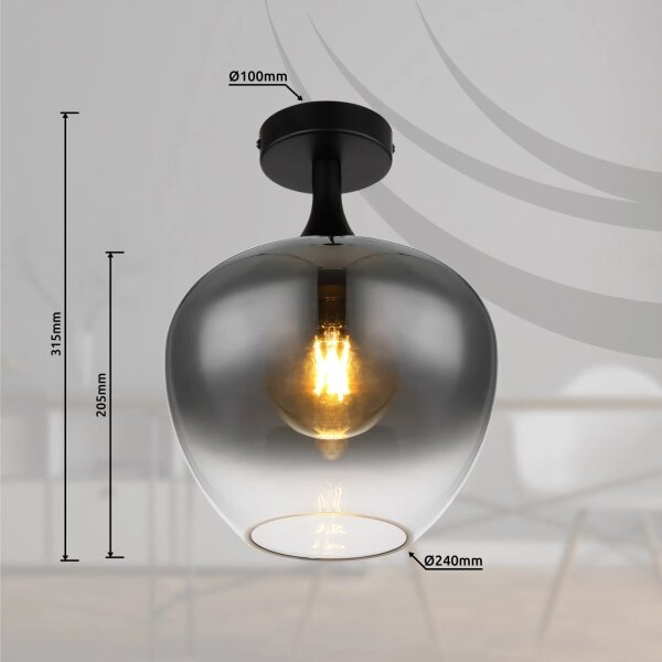 Globo 15548D - Stropné svietidlo MAXY 1xE27/40W/230V dymová